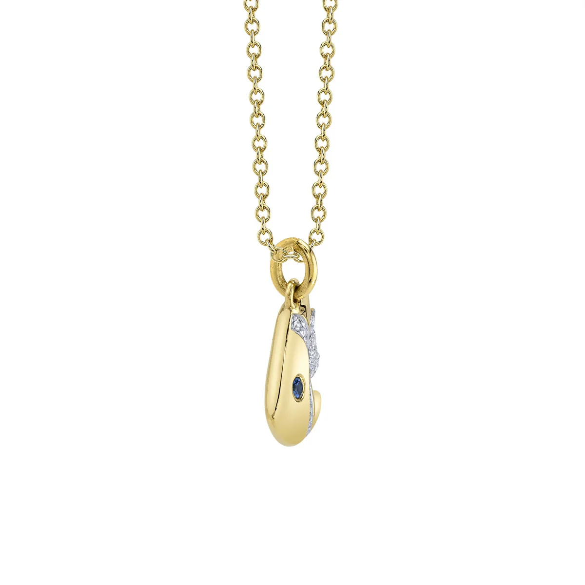 Shy Creation Kate Diamond And Blue Sapphire Fish Necklace - Image 2