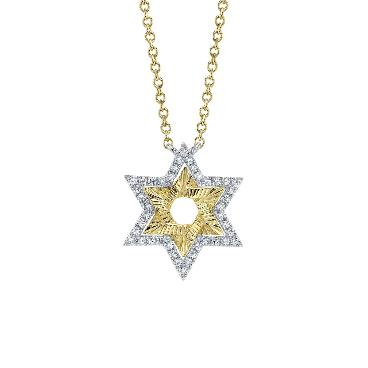 Shy Creation Kate Diamond Two-Tone Star Of David Necklace