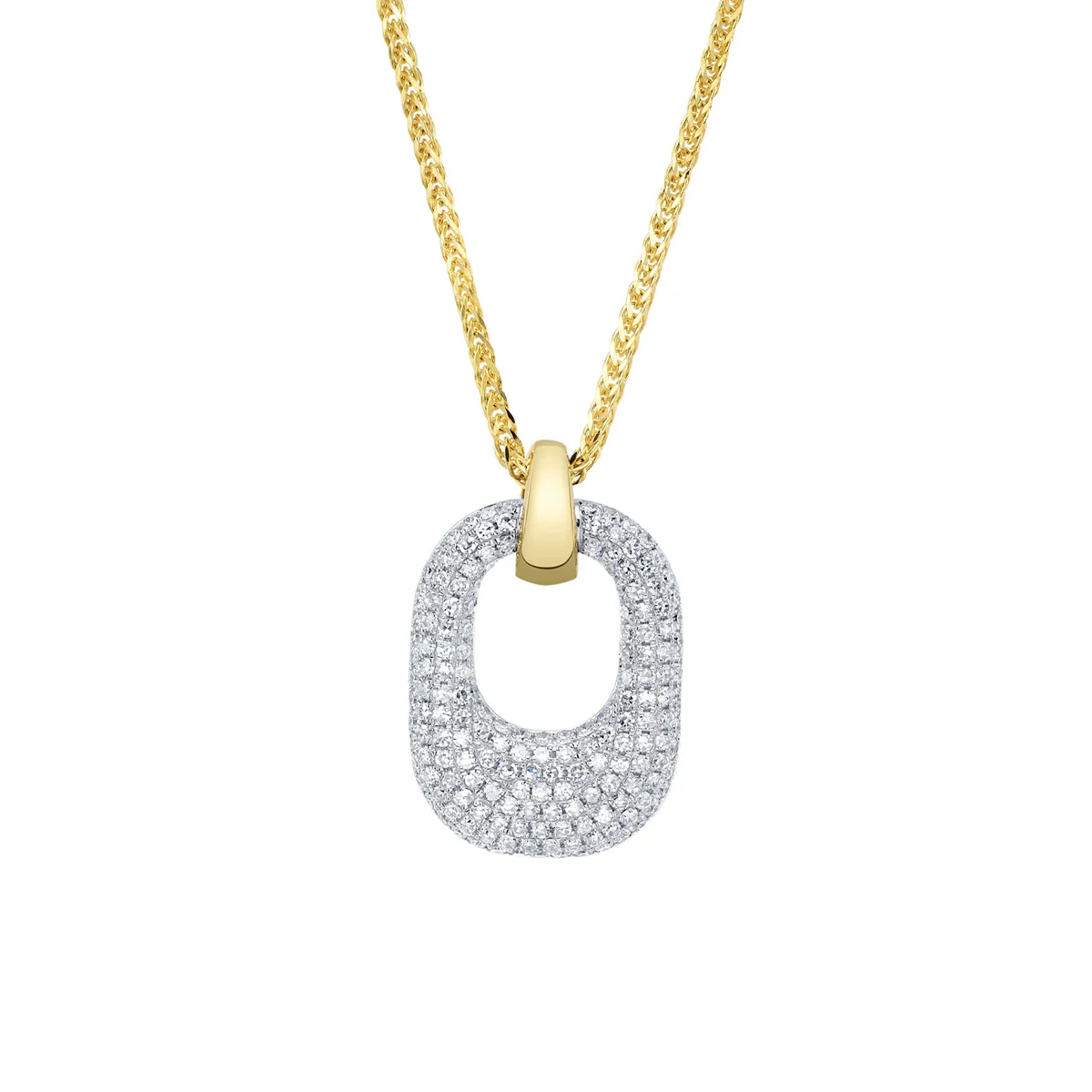 Shy Creation Kate Diamond Pave Chopin Chain Necklace