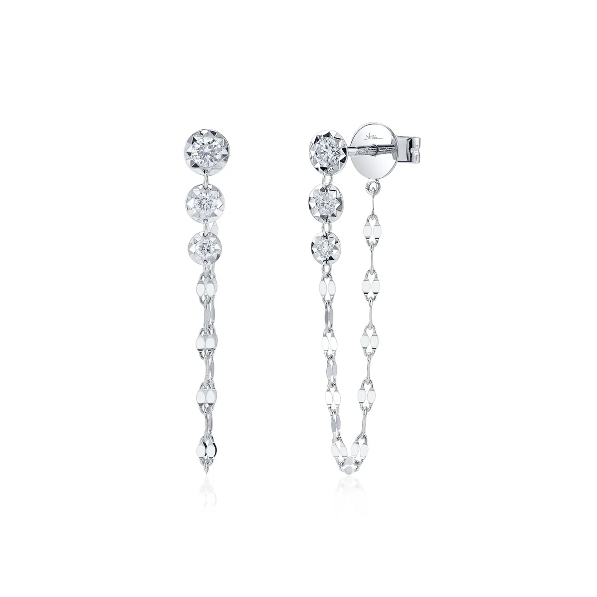 Shy Creation Kate Diamond Sparkle Chain Earrings