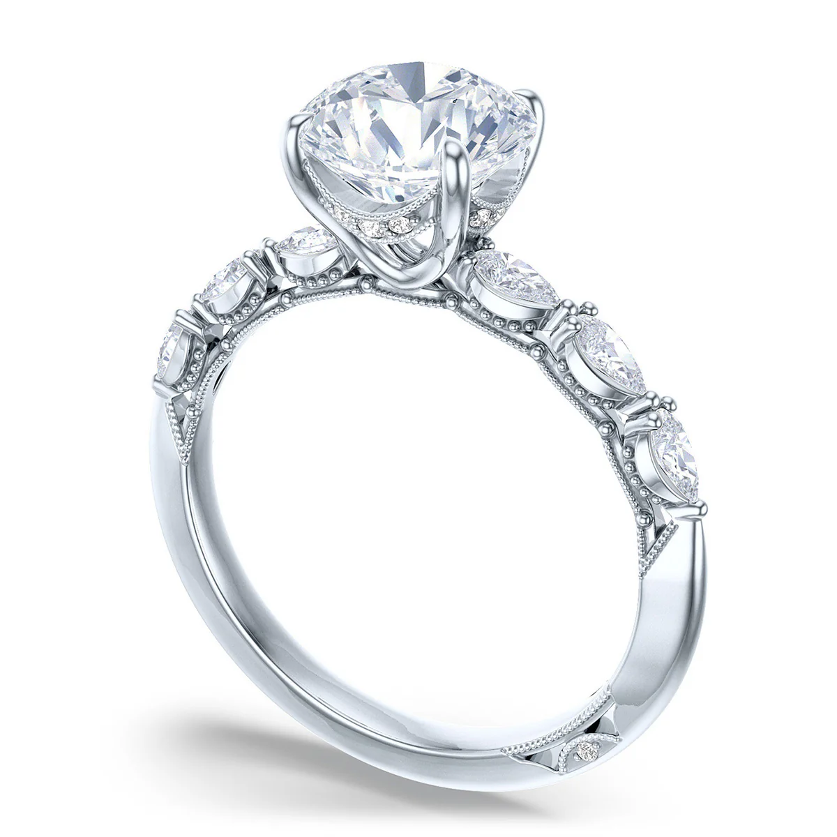 Tacori Sculpted Crescent Round Solitaire Engagement Ring - Image 3
