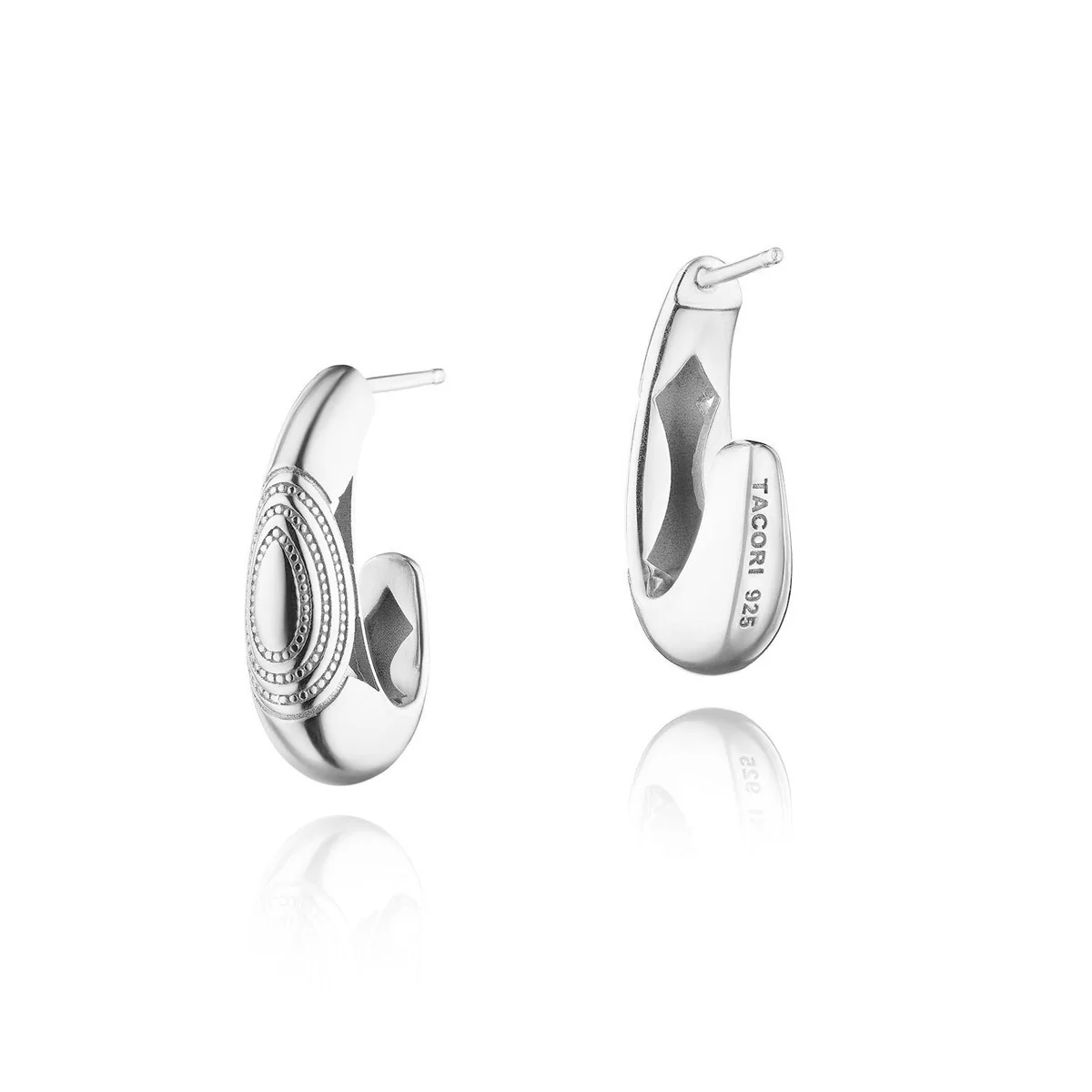 Tacori Crescent Eclipse Silver Small Tapered Hoop Earrings - Image 2