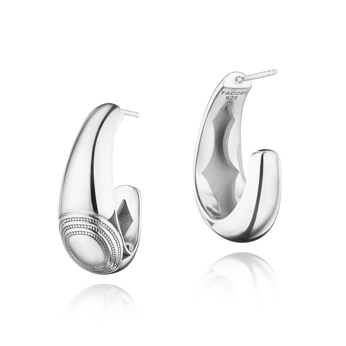 Tacori Crescent Eclipse Silver Large Tapered Hoop Earrings - Image 2