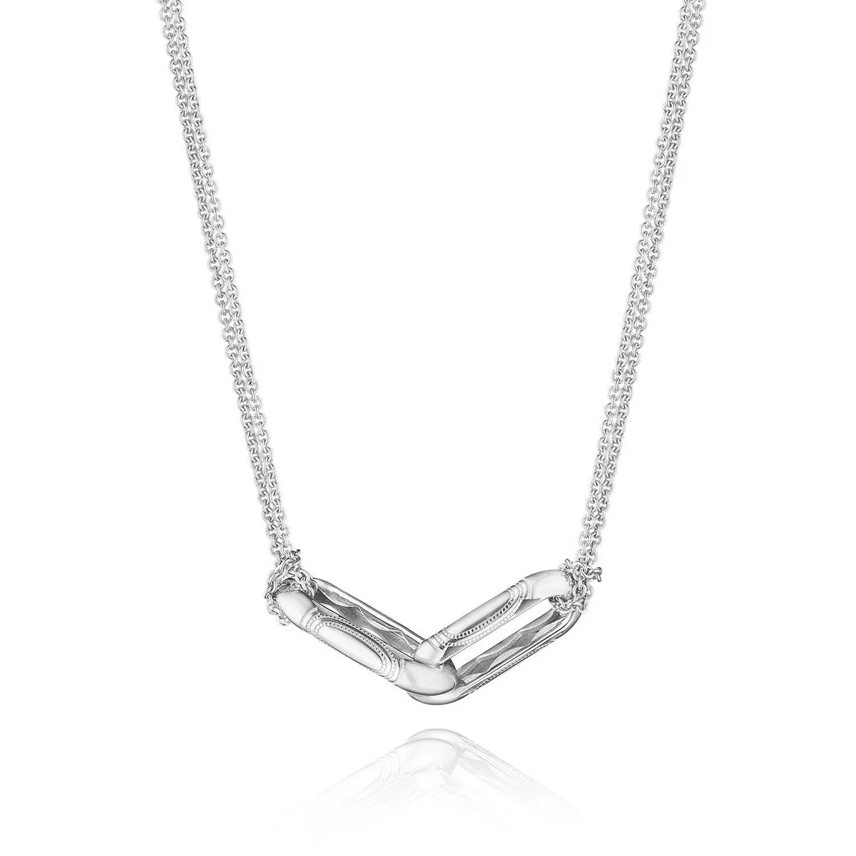 Tacori Crescent Eclipse Silver Double Link Pendant Necklace - Image 2